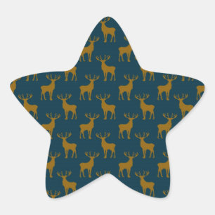Sticker Étoile Motif cerf marron et bleu