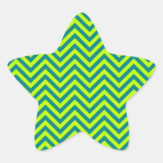 Sticker Étoile Motif Chevron turquoise et Lime Green (Devant)