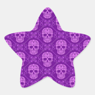 Sticker Étoile Motif crâne de sucre pourpre