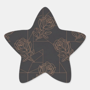 Sticker Étoile Motif d'art en ligne géométrique or rose