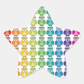 Sticker Étoile Motif de chouette arc-en-ciel mou