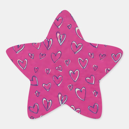 Sticker Étoile Motif de cœurs magenta (Devant)