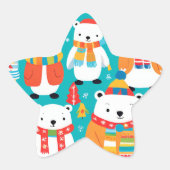 Sticker Étoile Motif de fête des animaux d'hiver de Noël (Devant)