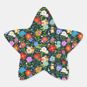 Sticker Étoile Motif de fleurs sans soudure Ditsy-13554