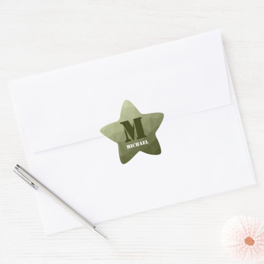 Sticker Étoile Motif de maille géométrique vert clair de l'armée (Enveloppe)