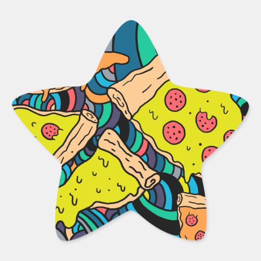 Sticker Étoile Motif de pizza (Devant)