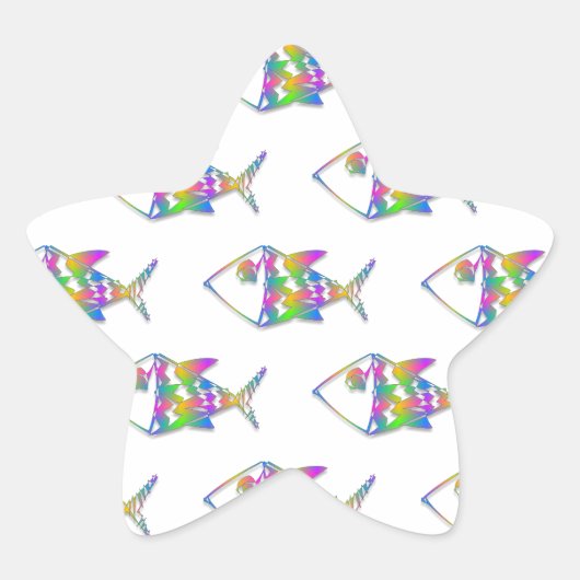 Sticker Étoile Motif de poisson Abstrait (Devant)