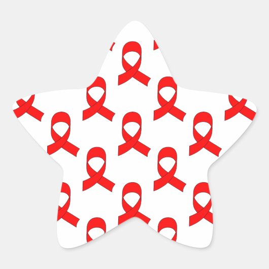 Sticker Étoile Motif de ruban rouge (Devant)
