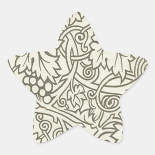 Sticker Étoile Motif de vigne de raisin gris vert de William Morr
