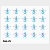 Sticker Étoile Motif Des Chevaux De Mer Et Des Vagues Bleues (Feuille)