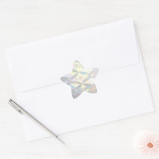 Sticker Étoile Motif diamant blanc Iridescendant (Enveloppe)