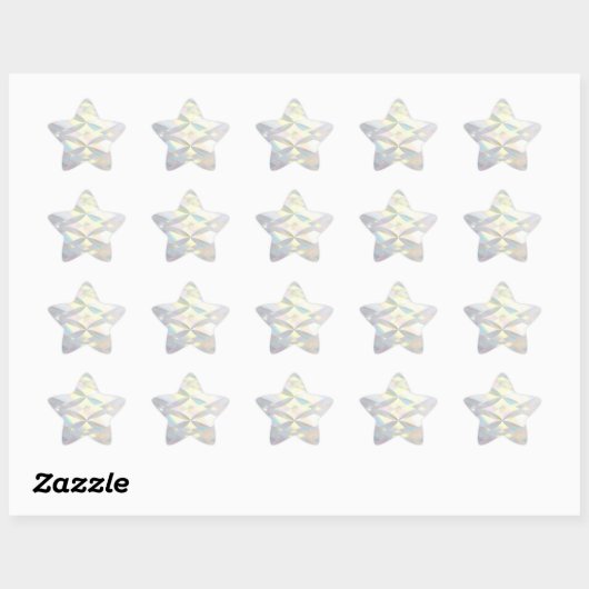 Sticker Étoile Motif diamant blanc iridescent (Feuille)