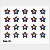 Sticker Étoile Motif Empreinte de patte de chien multicolore (Feuille)