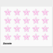 Sticker Étoile Motif Empreinte de patte rose et blanc. (Feuille)