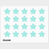 Sticker Étoile Motif Gingham Turquoise (Feuille)