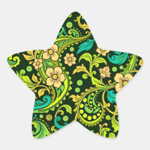 Sticker Étoile Motif Green Paisley