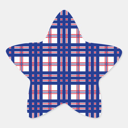 Sticker Étoile Motif Mod Plaid Rouge Blanc Bleu (Devant)