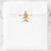 Sticker Étoile Motif Octopus Orange Et Vagues Bleues (Sac)