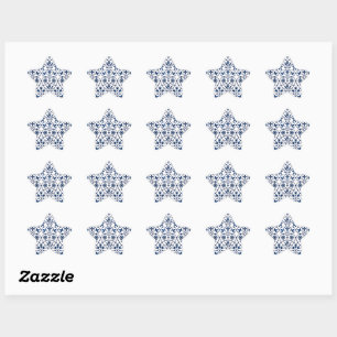 Sticker Étoile Motif orné bleu marine sur blanc