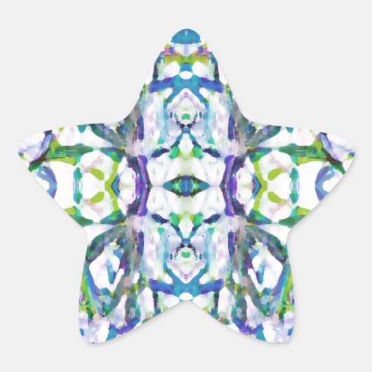 Sticker Étoile Motif psychédélique bleu (Devant)