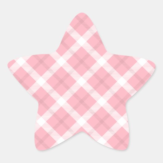 Sticker Étoile Motif Tartan Rose Et Blanc (Devant)