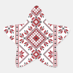 Sticker Étoile Motif traditionnel, Motif traditionnel roumain T-S