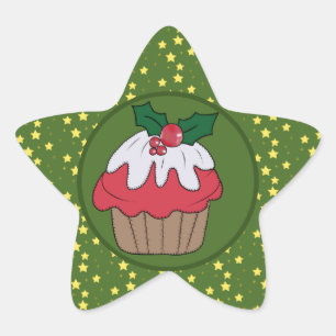 Sticker Étoile Mufin de Noël et étoiles