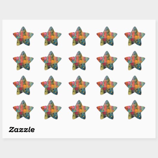 Sticker Étoile Musical Theme Abstract Art (Feuille)