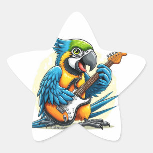 Sticker Étoile Musique du rock perroquet