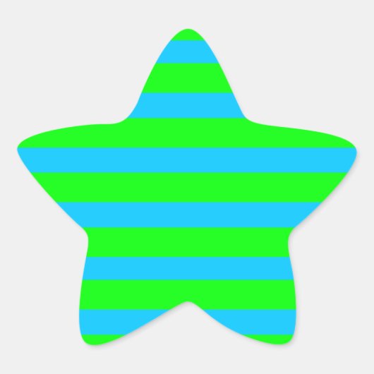 Sticker Étoile Neon Lime Green and Teal Blue Stripes (Devant)