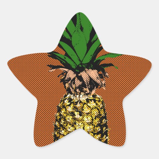 Sticker Étoile Newsprint ananas (Devant)