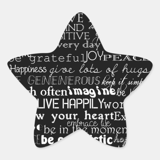 Sticker Étoile Noir Blanc Inspiration Mots Noël (Devant)