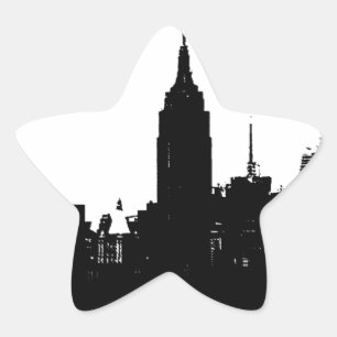 Sticker Étoile Noir blanc New York Silhouette