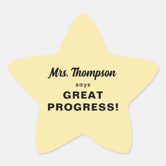 Sticker Étoile Nom de l'enseignant personnalisé Grand progrès! Pa (Devant)