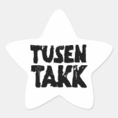 Sticker Étoile Norvégien "Merci" noir et blanc Lino coupé (Devant)