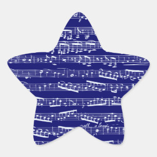 Sticker Étoile Notes de musique de bleu marine
