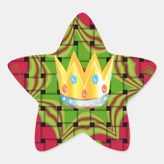 Sticker Étoile OEuvre d'art en or rouge tissé Floral (Devant)