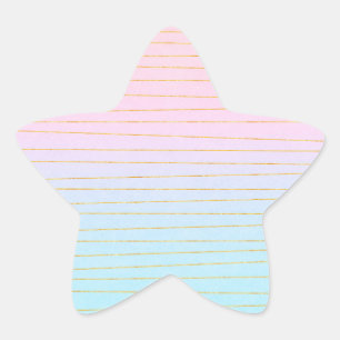 Sticker Étoile Ombre bleu rose avec lignes or