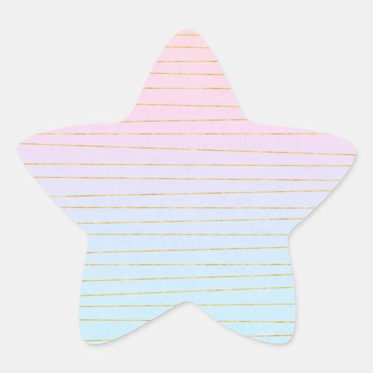 Sticker Étoile Ombre bleu rose avec lignes or (Devant)