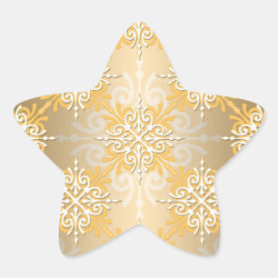 Sticker Étoile Or pâle damassé jaune