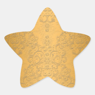 Sticker Étoile Or plaqué simulé avec motif orné en relief