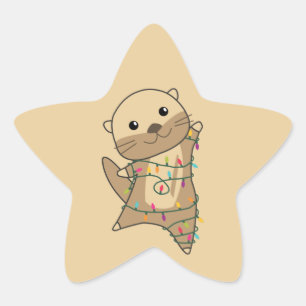 Sticker Étoile Otter Noël Neige Animaux d'hiver Otter Star Sti