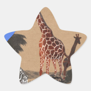 Sticker Étoile Ouganda - Carte de la faune - Imprimer