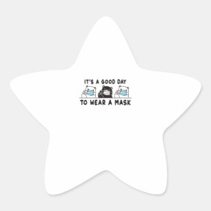Sticker Étoile Ours Polaire Ours Noir Portant Visage Masque Migno
