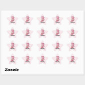 Sticker Étoile Ours rose Monogramme B avec nom (Feuille)