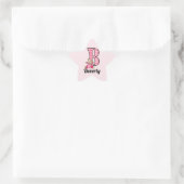 Sticker Étoile Ours rose Monogramme B avec nom (Sac)