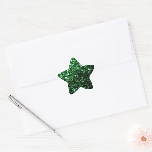 Sticker Étoile Paillettes vert foncé fausses (Enveloppe)