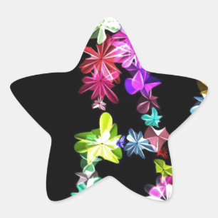 Sticker Étoile "PAIX" dans l'art des fleurs Imprimer