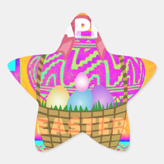 Sticker Étoile Panier de Pâques et d'Oeufs inspirés de l'Afrique (Devant)