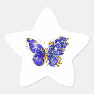 Sticker Étoile Papillon Saphir Fleur